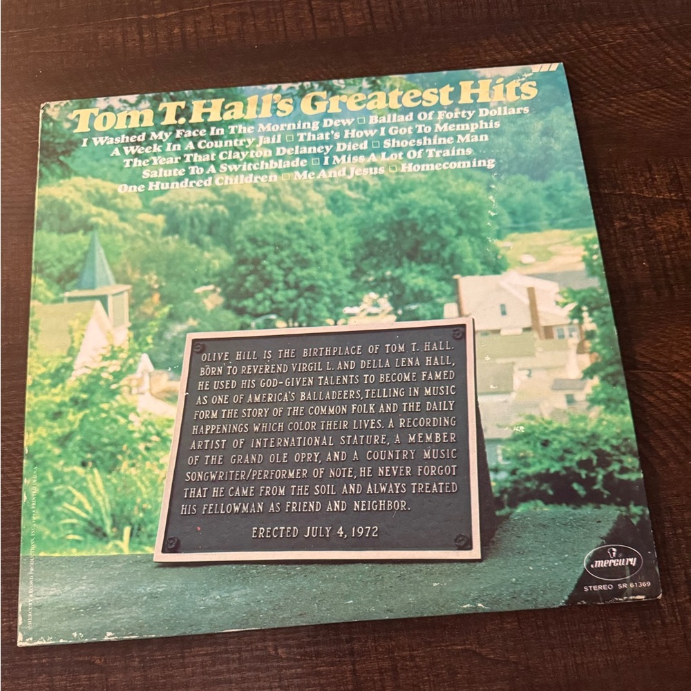 Tom T. Hall's Greatest Hits Vinyl Record